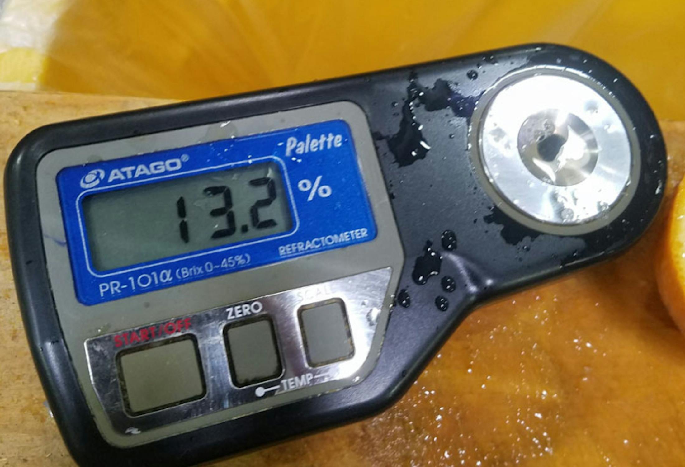 Refractometer reading 13.2%